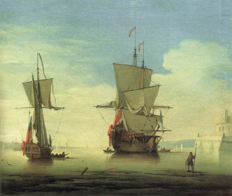 A fifty gun two-decker,at sea near a coast, Monamy, Peter